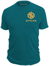 Load image into Gallery viewer, POWER UP ICON - Mens Athletic 52/48 Premium T-Shirt, Made of USA, Ocean Blue Heather