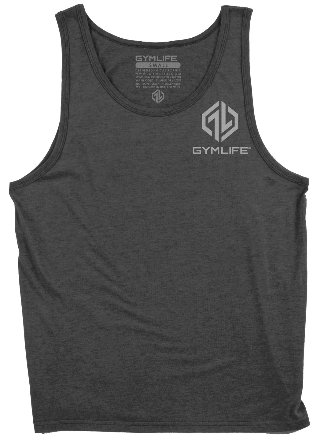 Gym Life® Mens - Power Up Icon - 52/48 Athletic Tank Top - Dark Charcoal