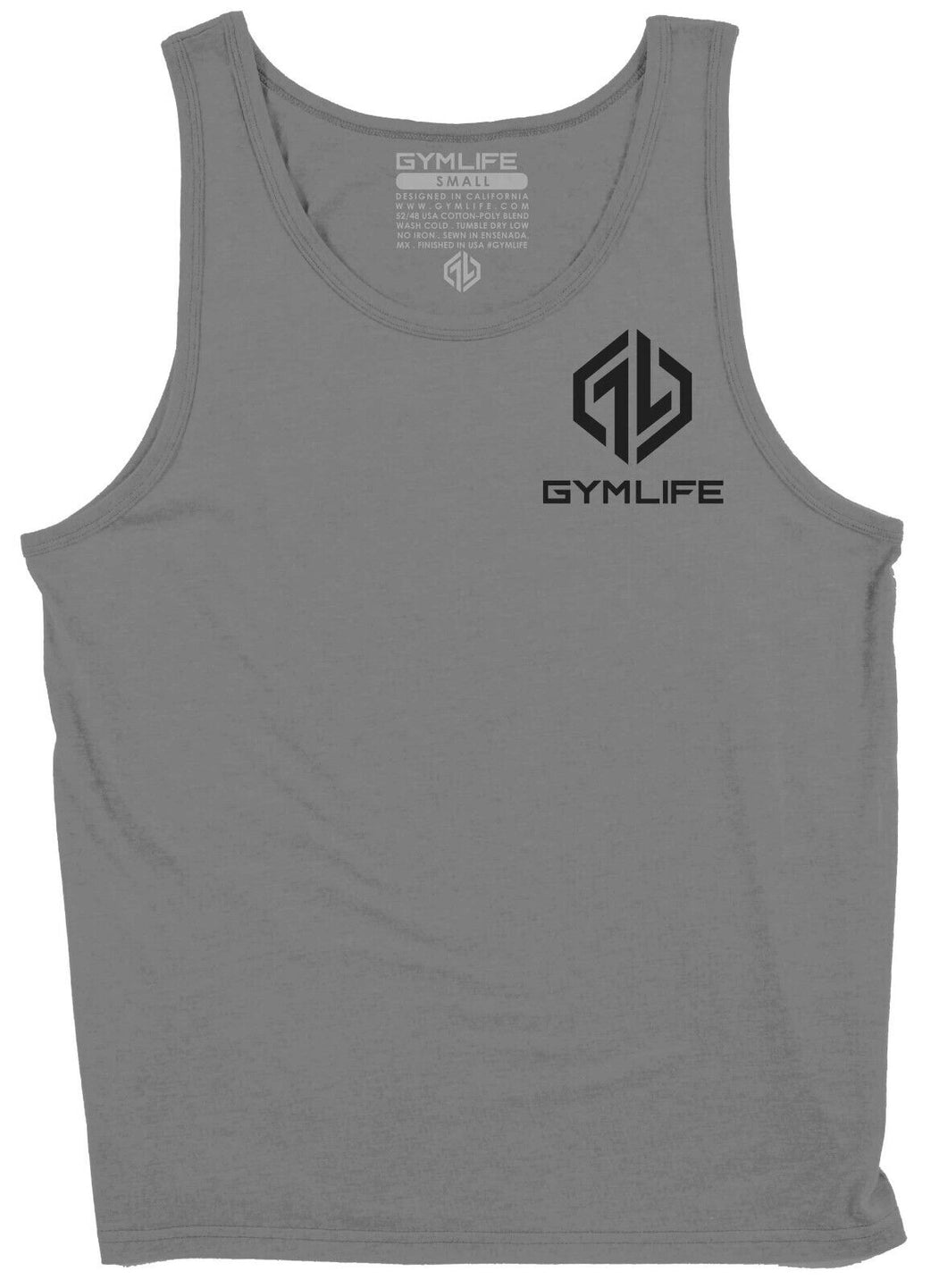 GYM LIFE - Power Up Icon - Mens Athletic 52/48 Premium Tank Top, Slate Gray