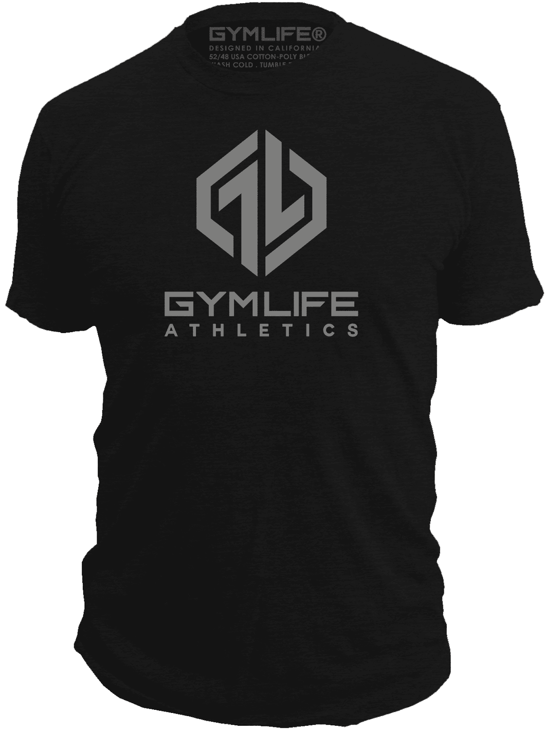 GYM LIFE - Nitron - Mens Athletic 52/48 Perfromance Workout T-Shirt, Black