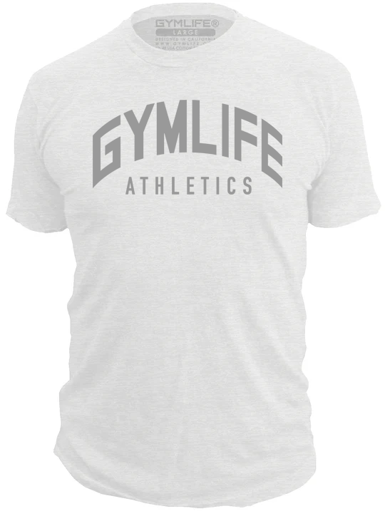 GYM LIFE - Archway - Mens Athletic 52/48 Performance Workout T-Shirt, White