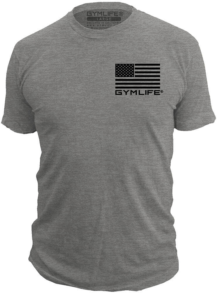 GYM LIFE - FLAG ICON - Mens Athletic 52/48 Perfromance Workout T-Shirt, Slate Gray
