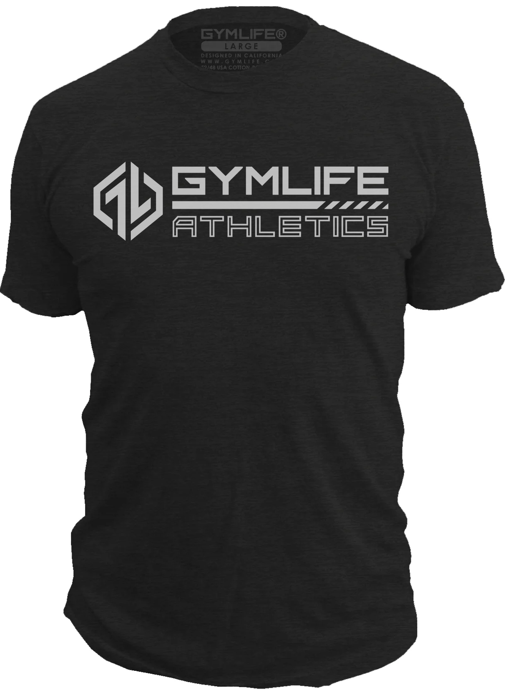 GYM LIFE - Nitron Sport - Mens Athletic 52/48 Performance Workout T-Shirt, Black