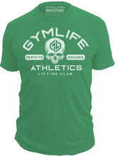 Load image into Gallery viewer, SKULL CRUSHERS - Mens Athletic Performance Workout T-Shirt, Lucky Clover Green
