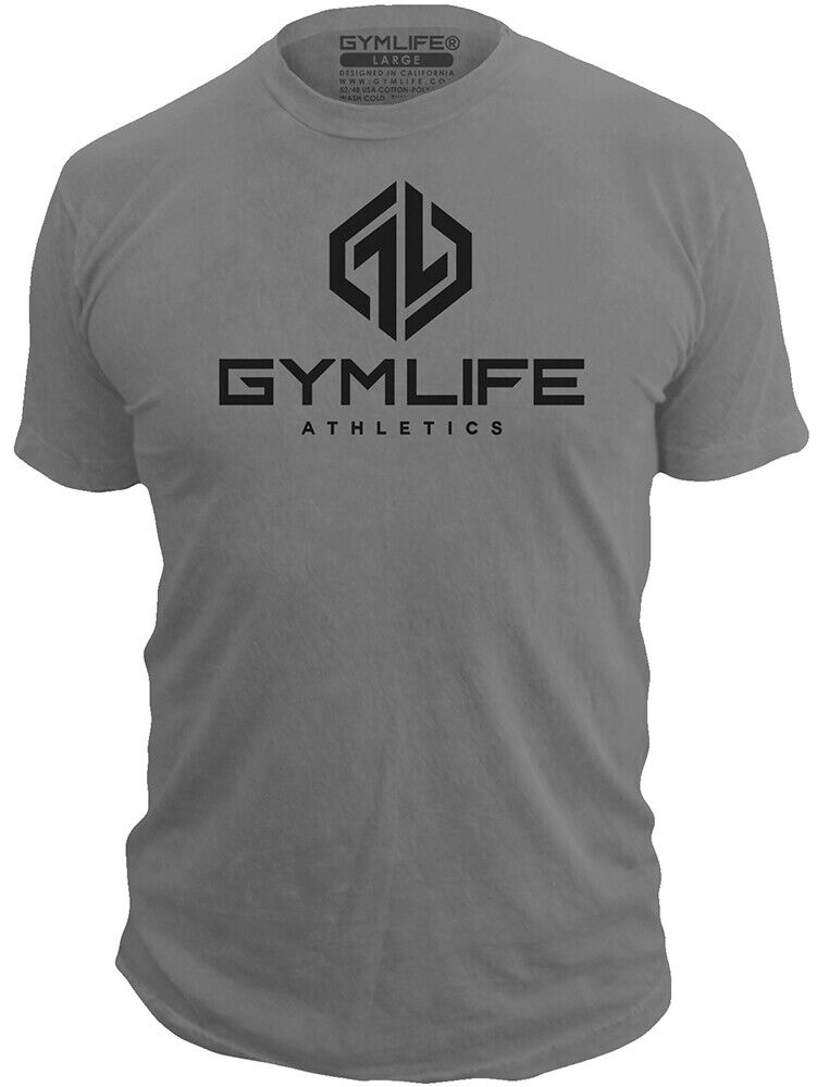 GYM LIFE - Power Up - Mens Athletic 52/48 Premium T-Shirt, Made of USA, Slate