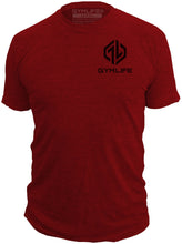 Load image into Gallery viewer, GYM LIFE® Men&#39;s Power Up Icon Athletic Performance Short Sleeve Workout T-Shirt, Crimson Red
