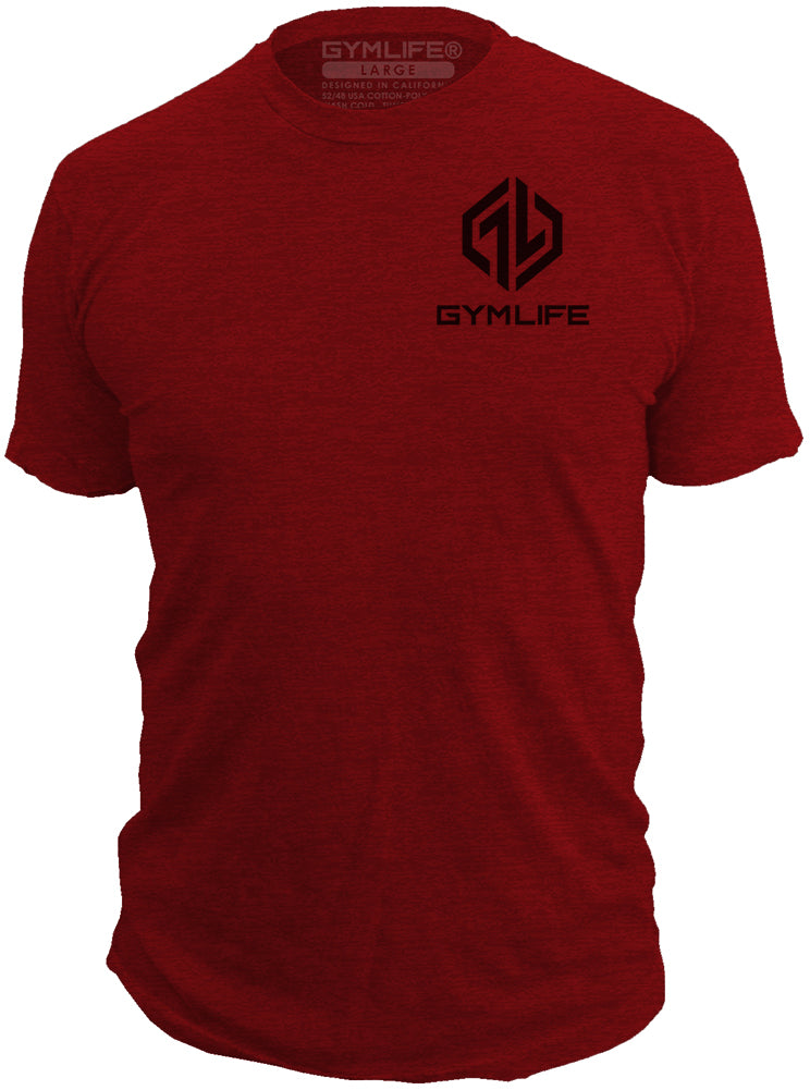 GYM LIFE® Men's Power Up Icon Athletic Performance Short Sleeve Workout T-Shirt, Crimson Red