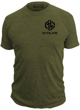 Load image into Gallery viewer, GYM LIFE® Men&#39;s Power Up Icon Athletic Performance Short Sleeve Workout T-Shirt, Olive Drab Green
