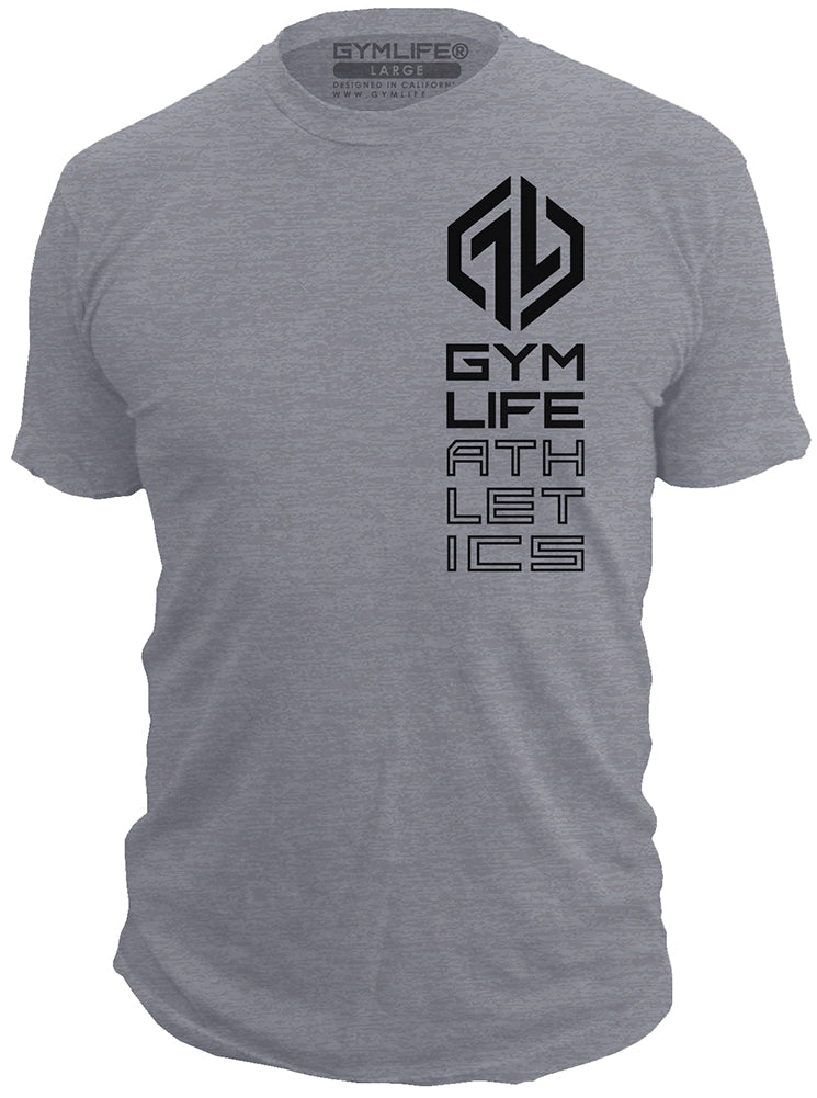 GYM LIFE - Power Line - Mens Athletic 52/48 Premium T-Shirt, Made of USA, Slate Gray
