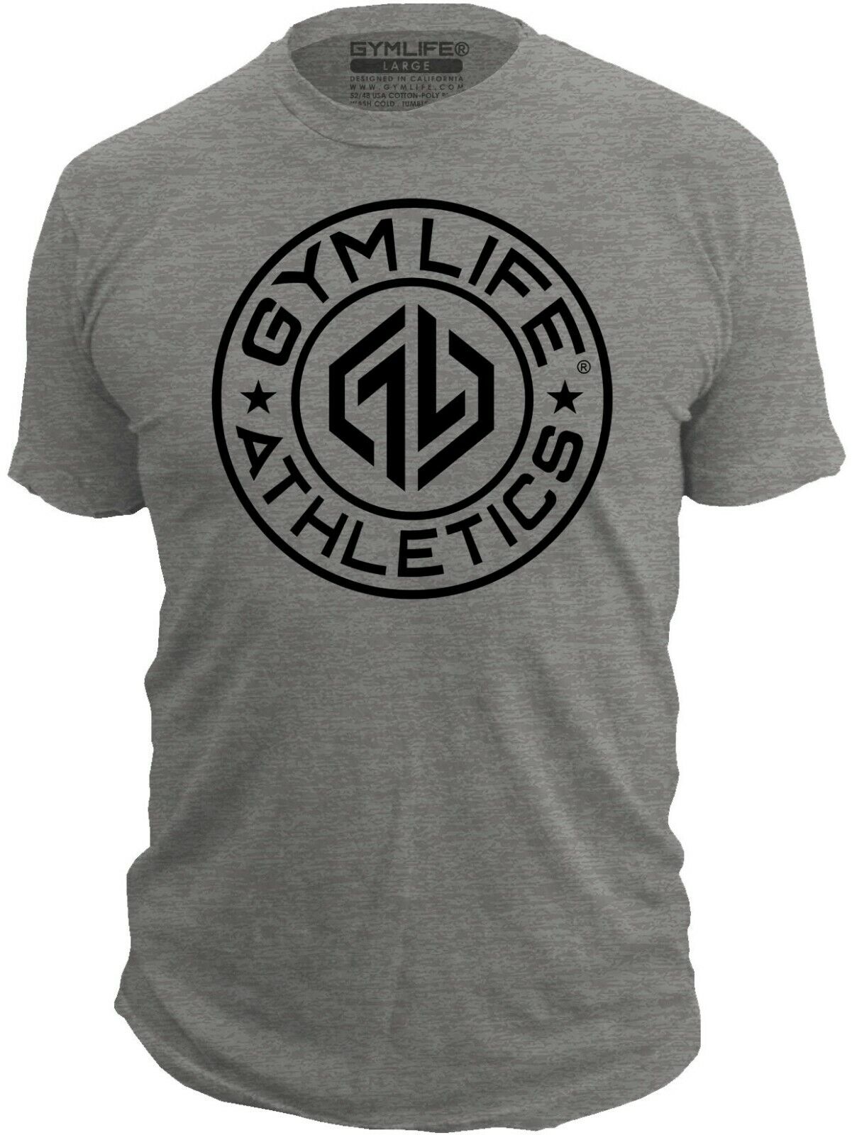 Gym Life® Mens - Circle Seal - 52/48 Athletic T-Shirt - Heather Grey ...